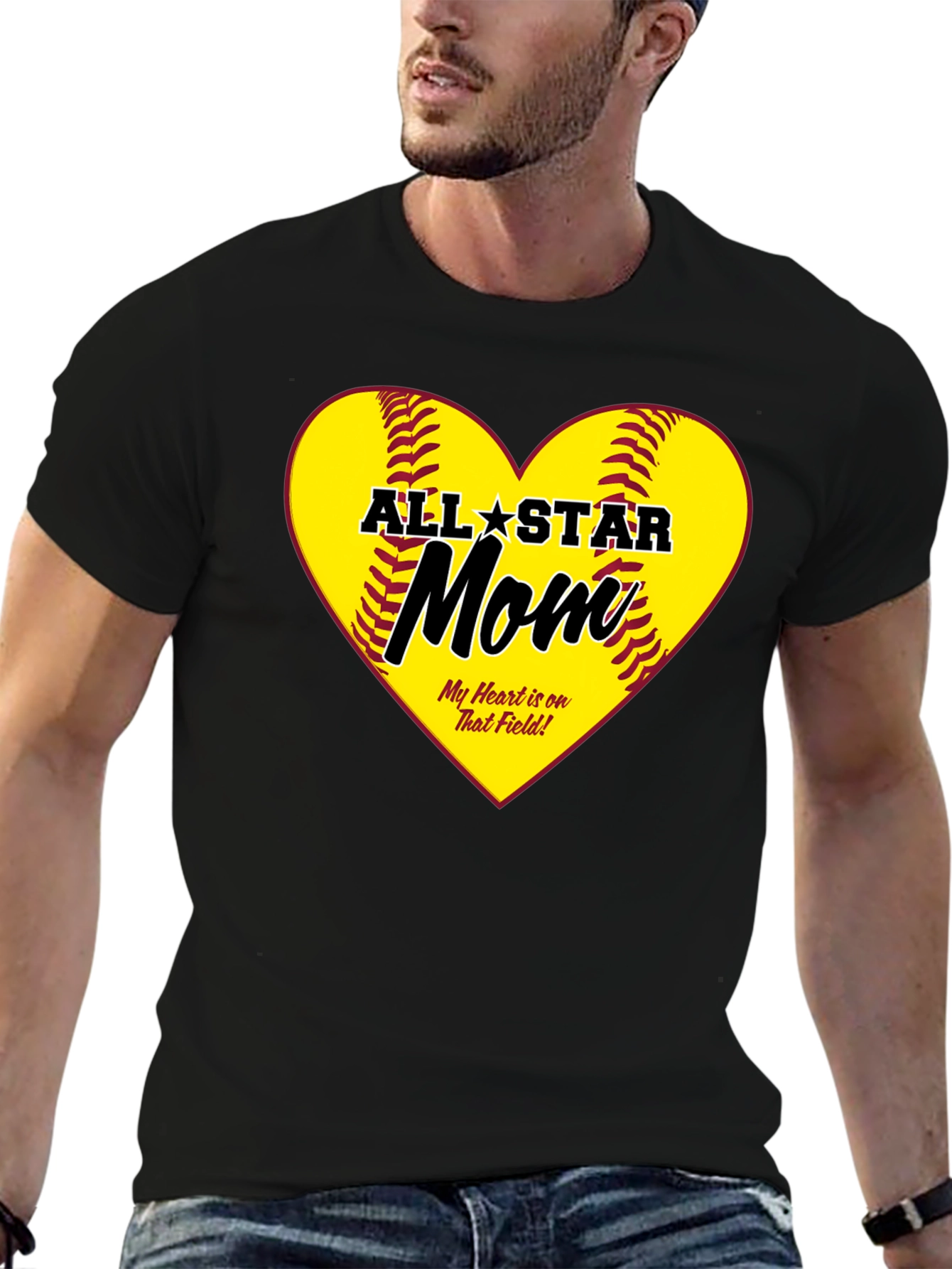 All-Star Mom Heart Design T-Shirt