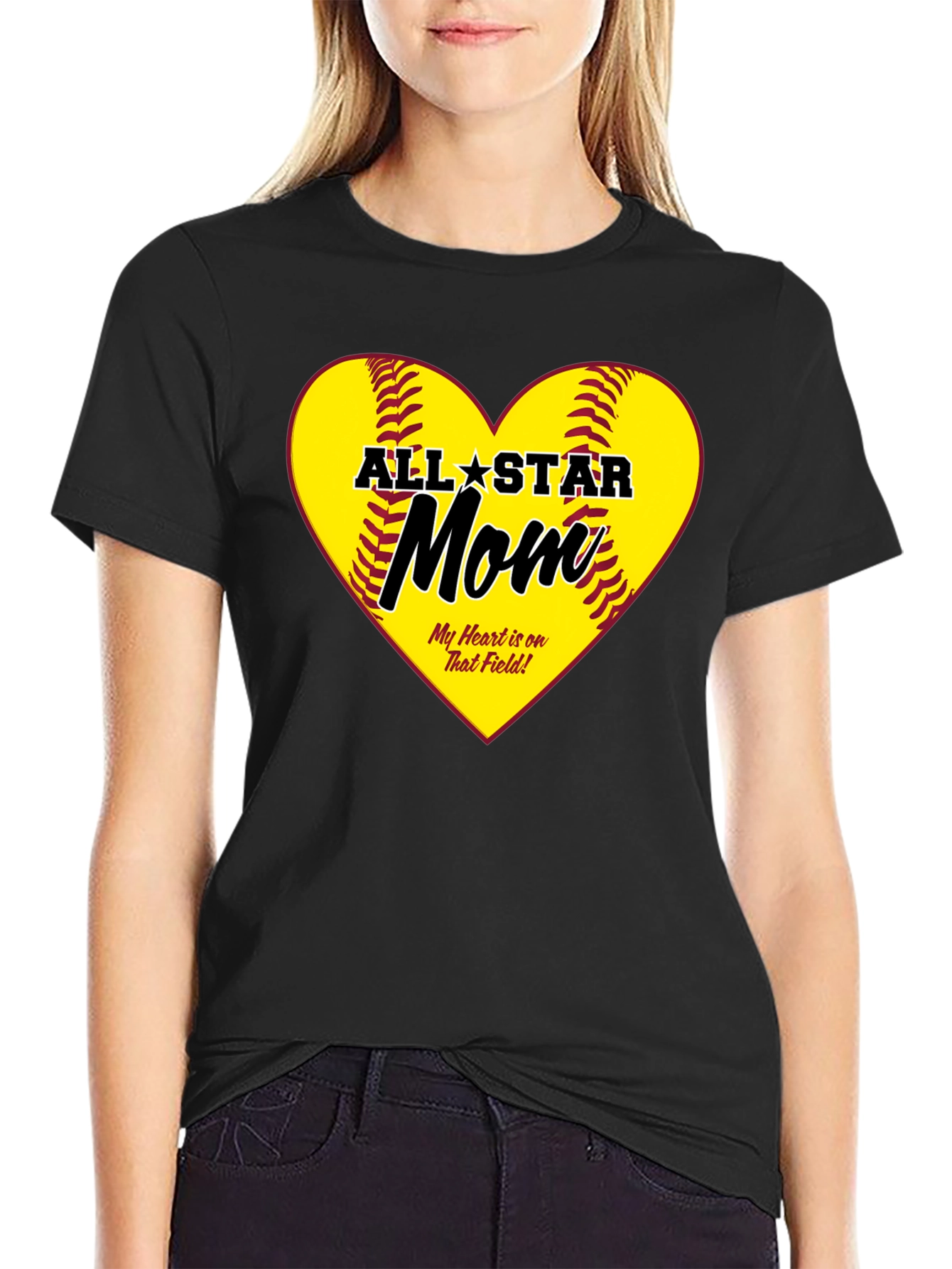 All-Star Mom Heart Design T-Shirt
