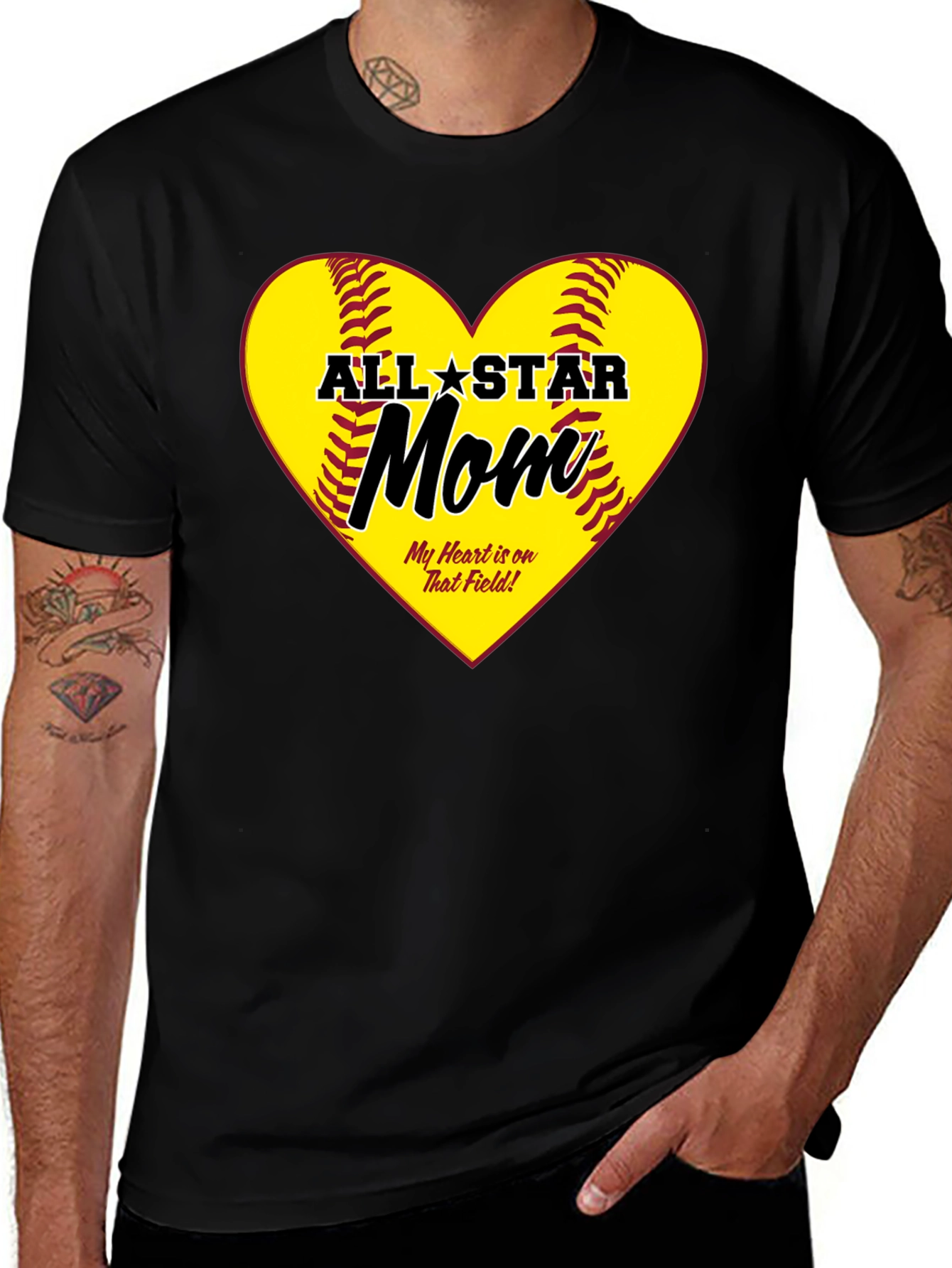 All-Star Mom Heart Design T-Shirt