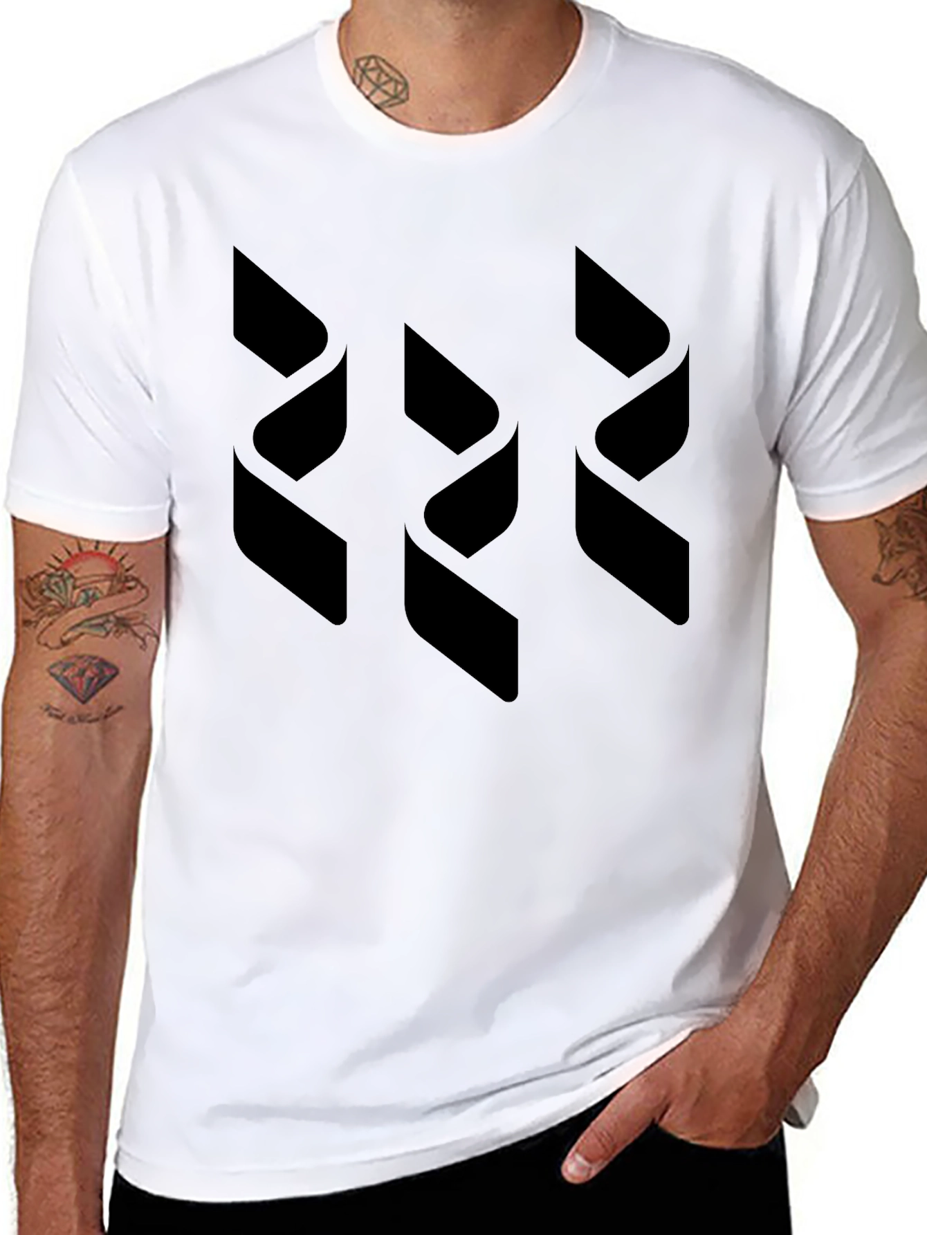 Modern Geometric Print Mens Black T-Shirt
