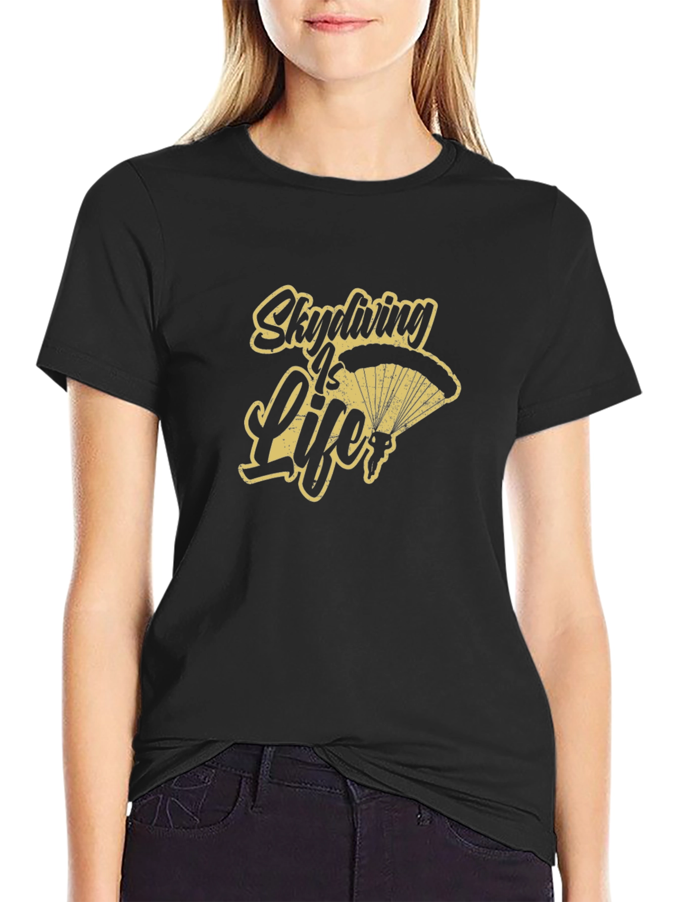 Skydiving is Life - Black Graphic Tee