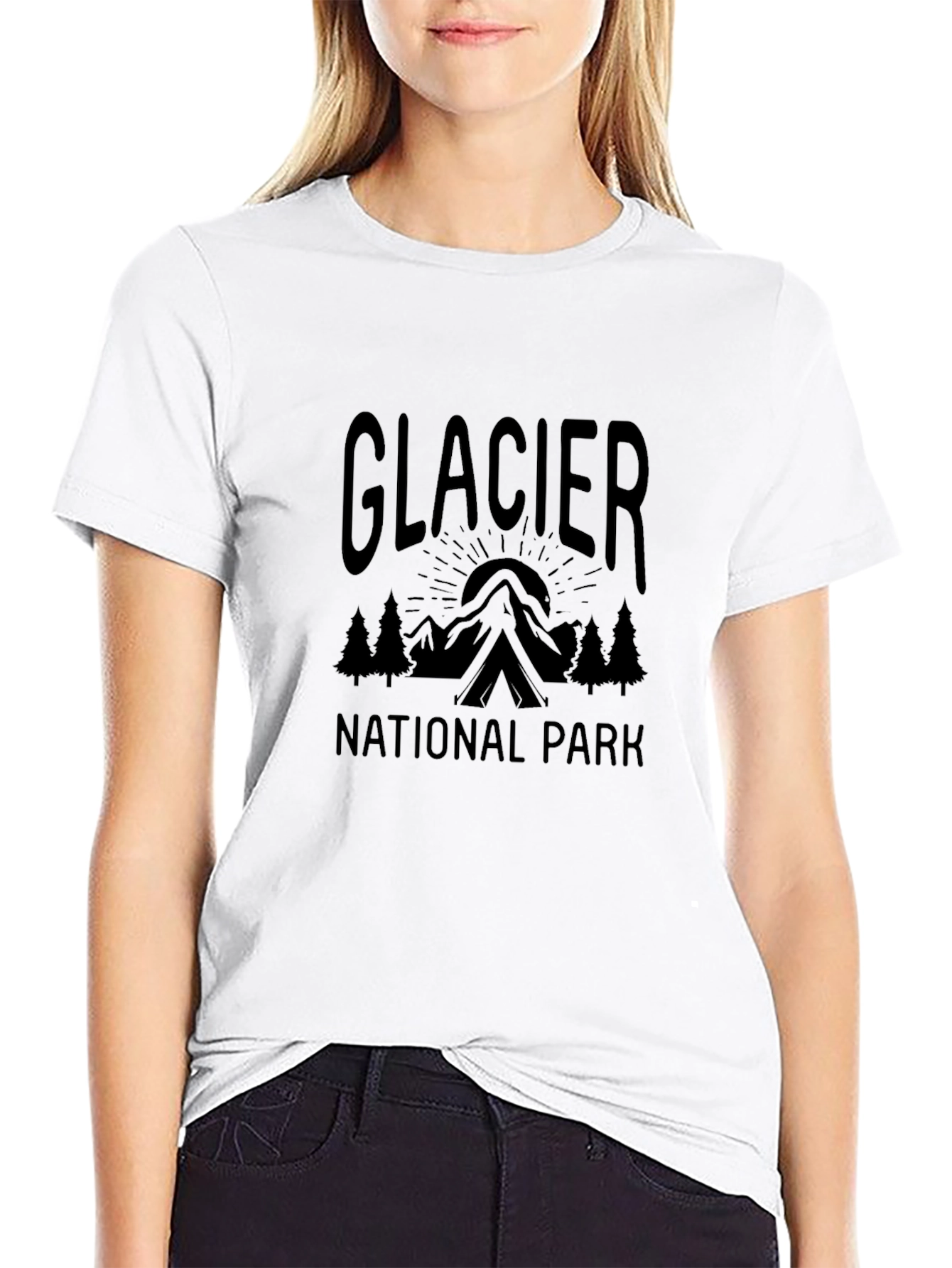Glacier National Park Black T-Shirt