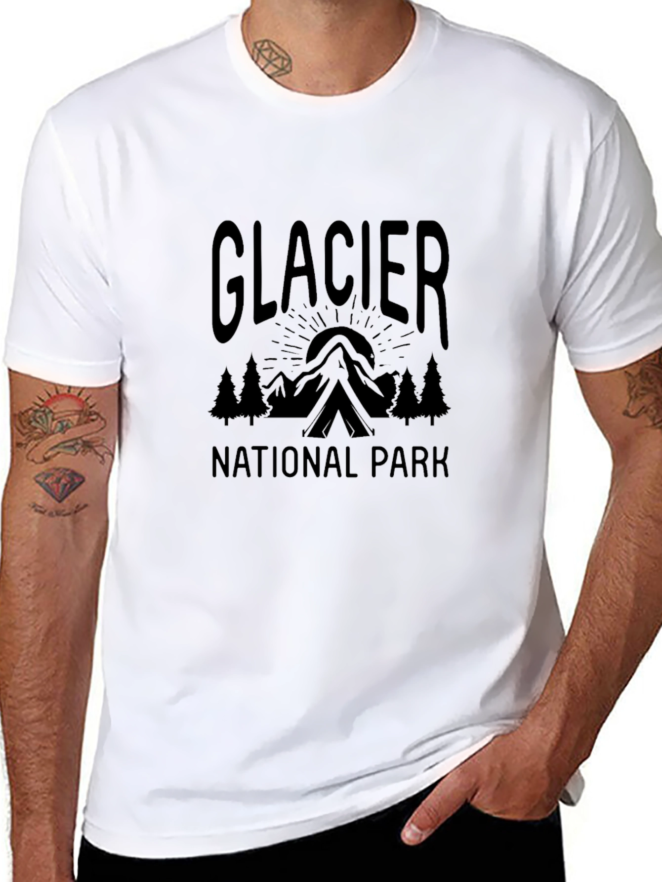 Glacier National Park Black T-Shirt