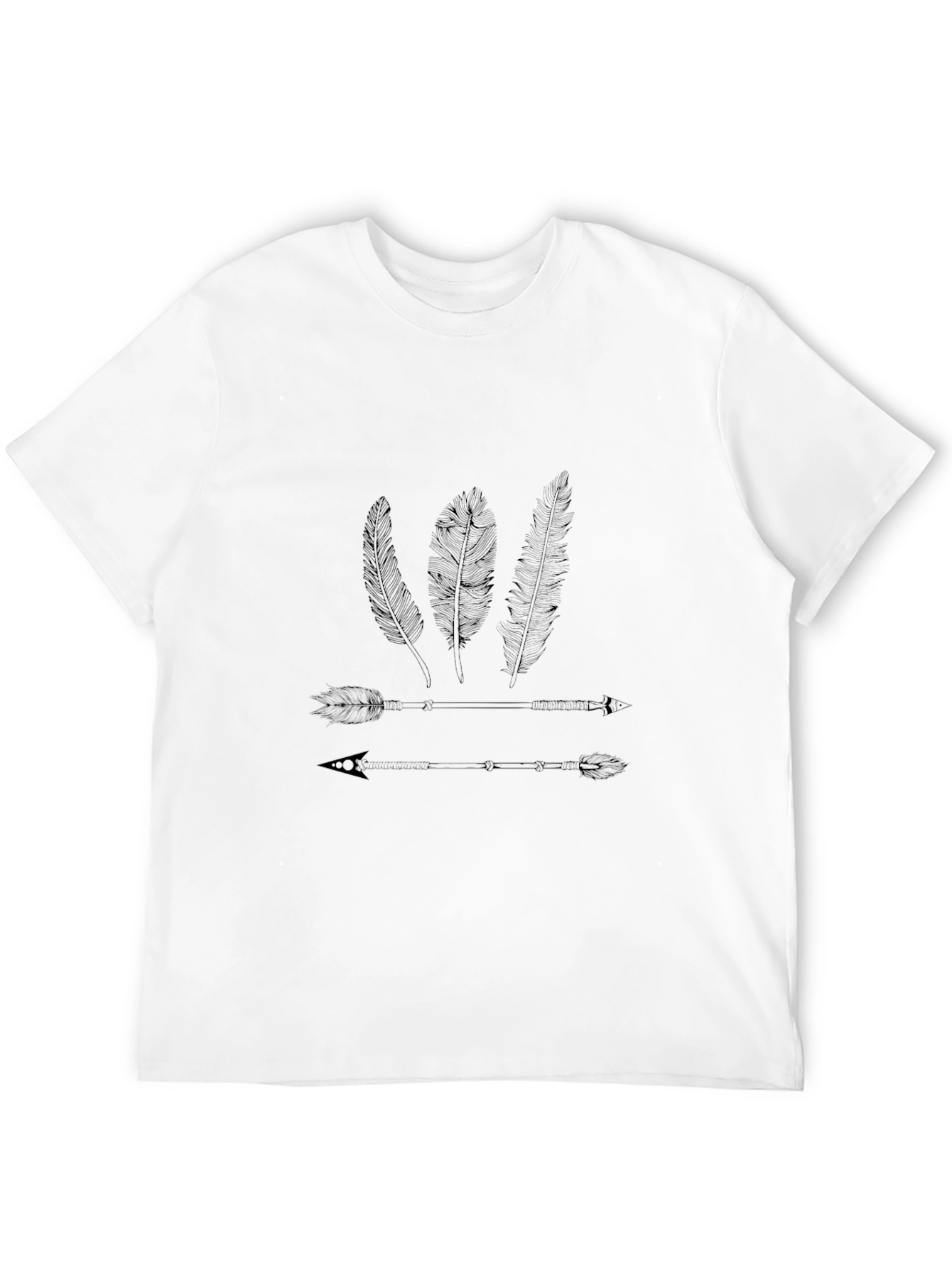 Mens Black T-Shirt with Arrow & Feather Design
