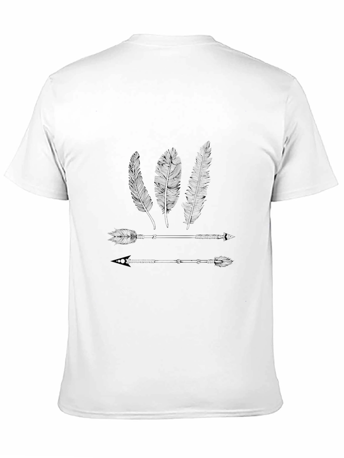 Mens Black T-Shirt with Arrow & Feather Design