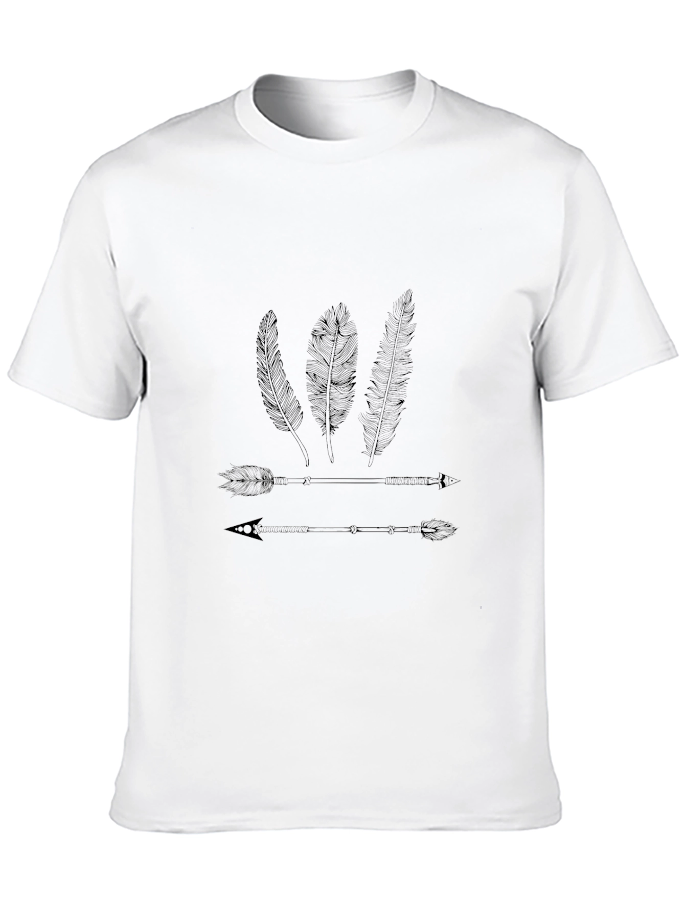 Mens Black T-Shirt with Arrow & Feather Design