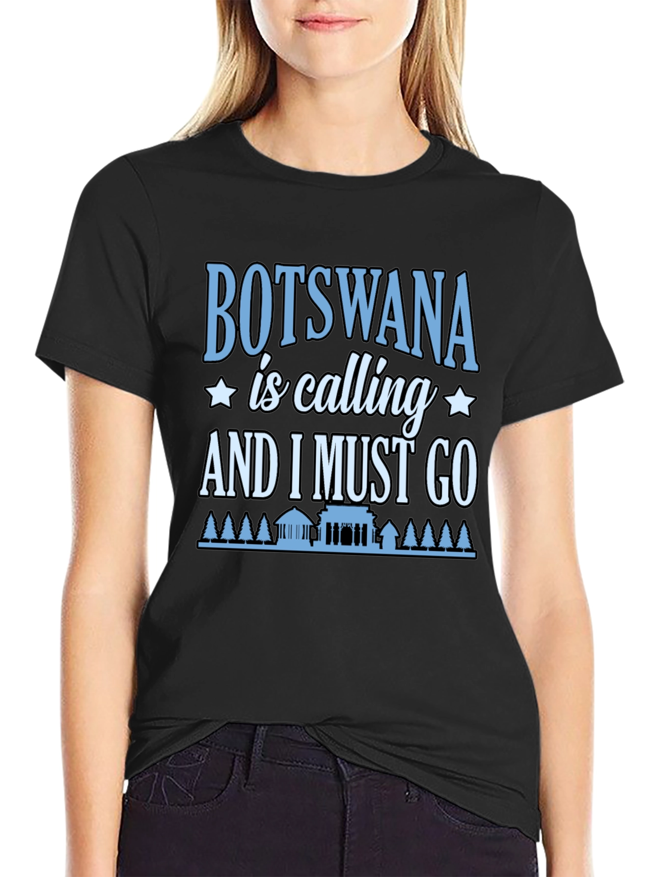Botswana Calling Graphic T-Shirt - Black