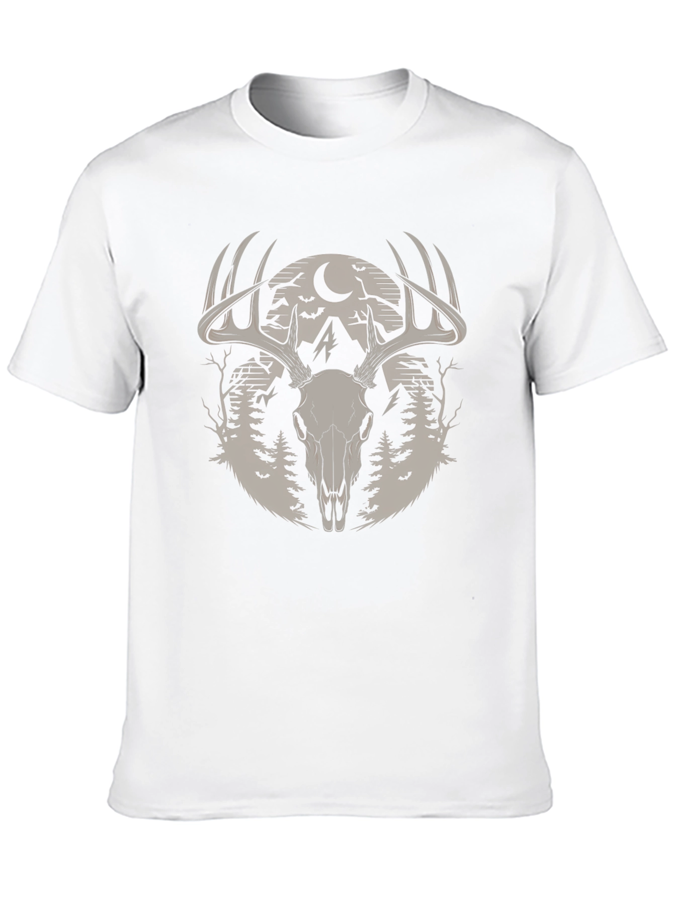 Skull & Antler Graphic Tee - Black Cotton Blend