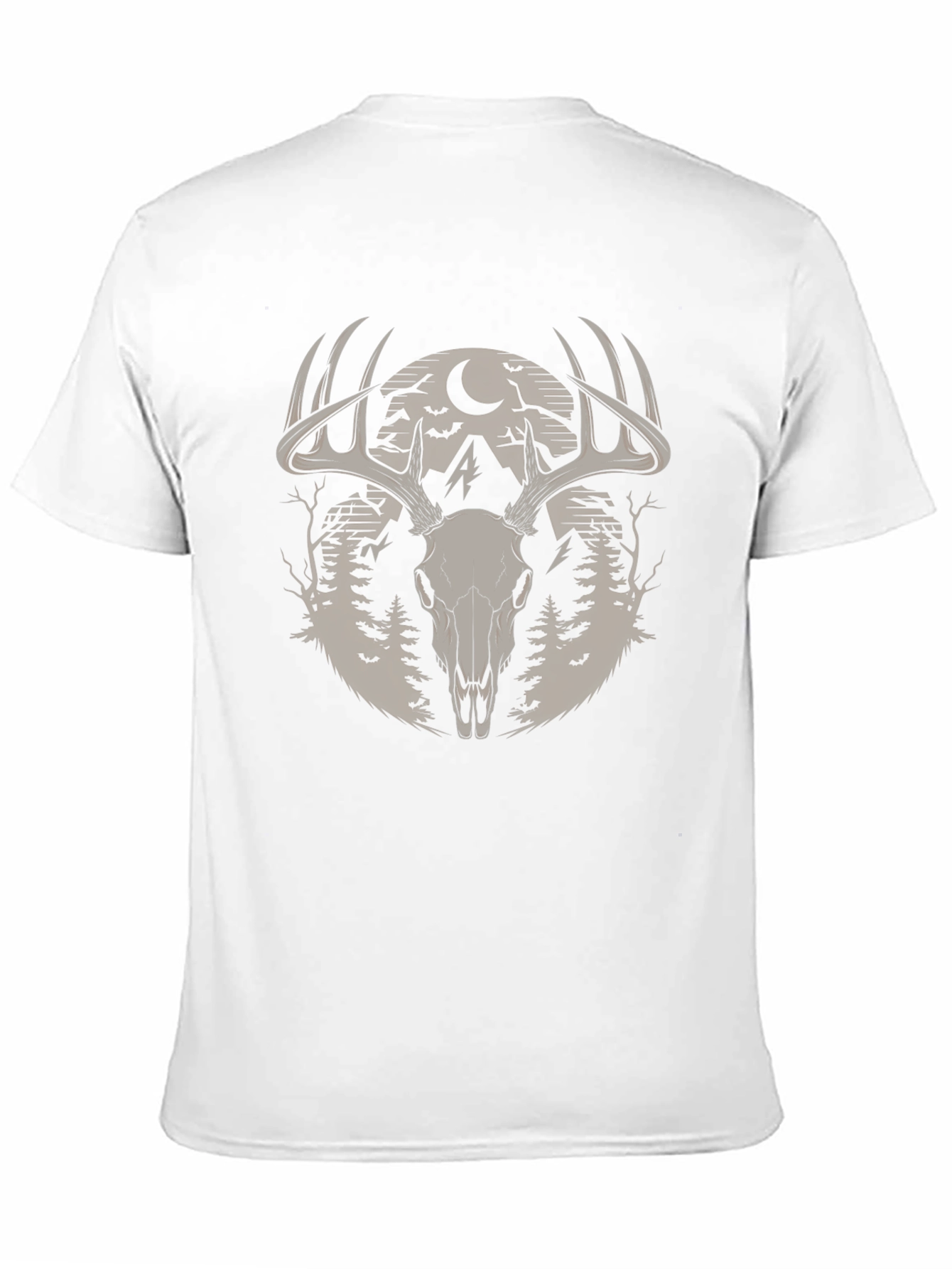 Skull & Antler Graphic Tee - Black Cotton Blend