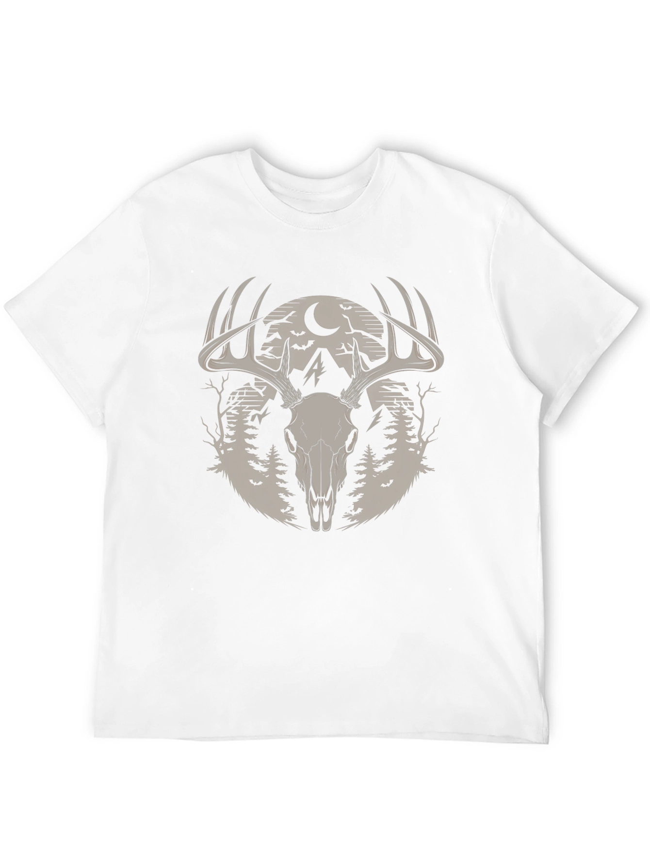 Skull & Antler Graphic Tee - Black Cotton Blend