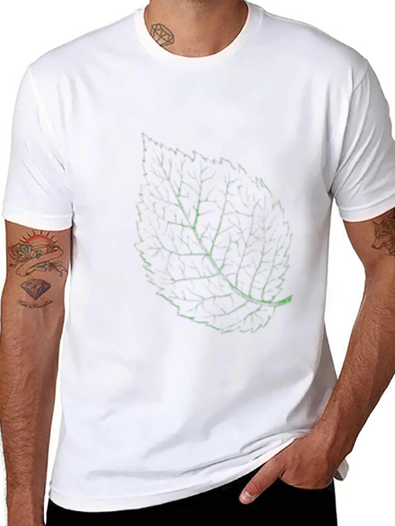 Leaf Print Crew Neck T-Shirt