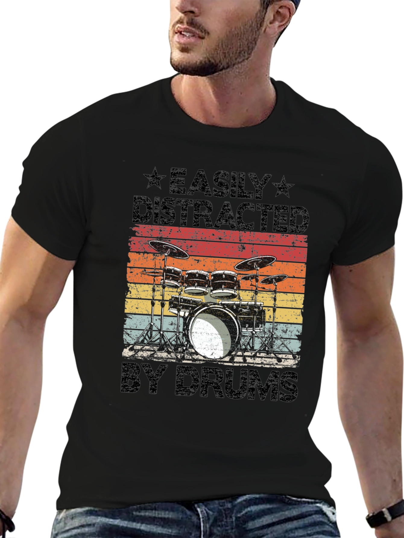 Easily Distracted by Drums T-Shirt - Musician Gift