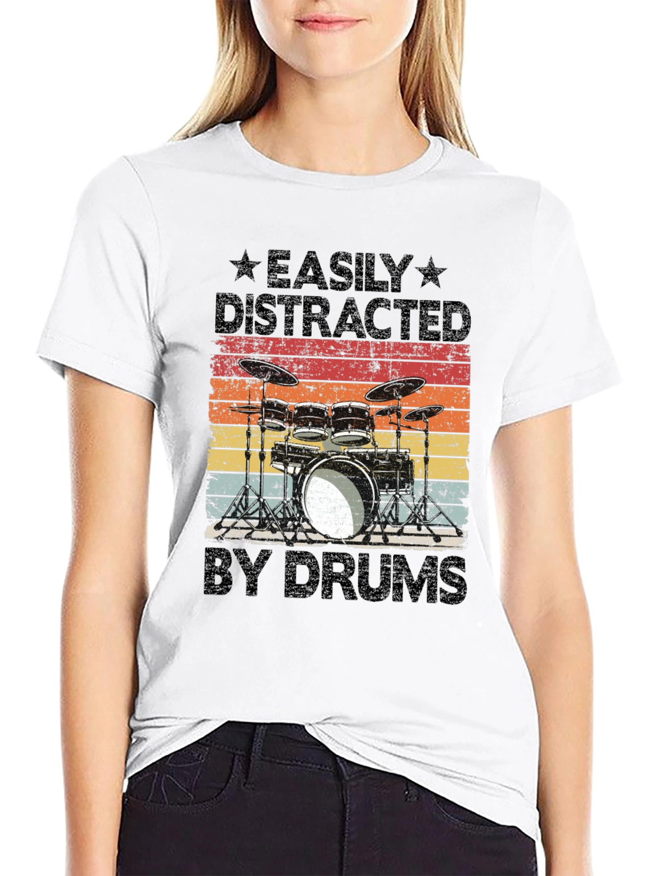 Easily Distracted by Drums T-Shirt - Musician Gift