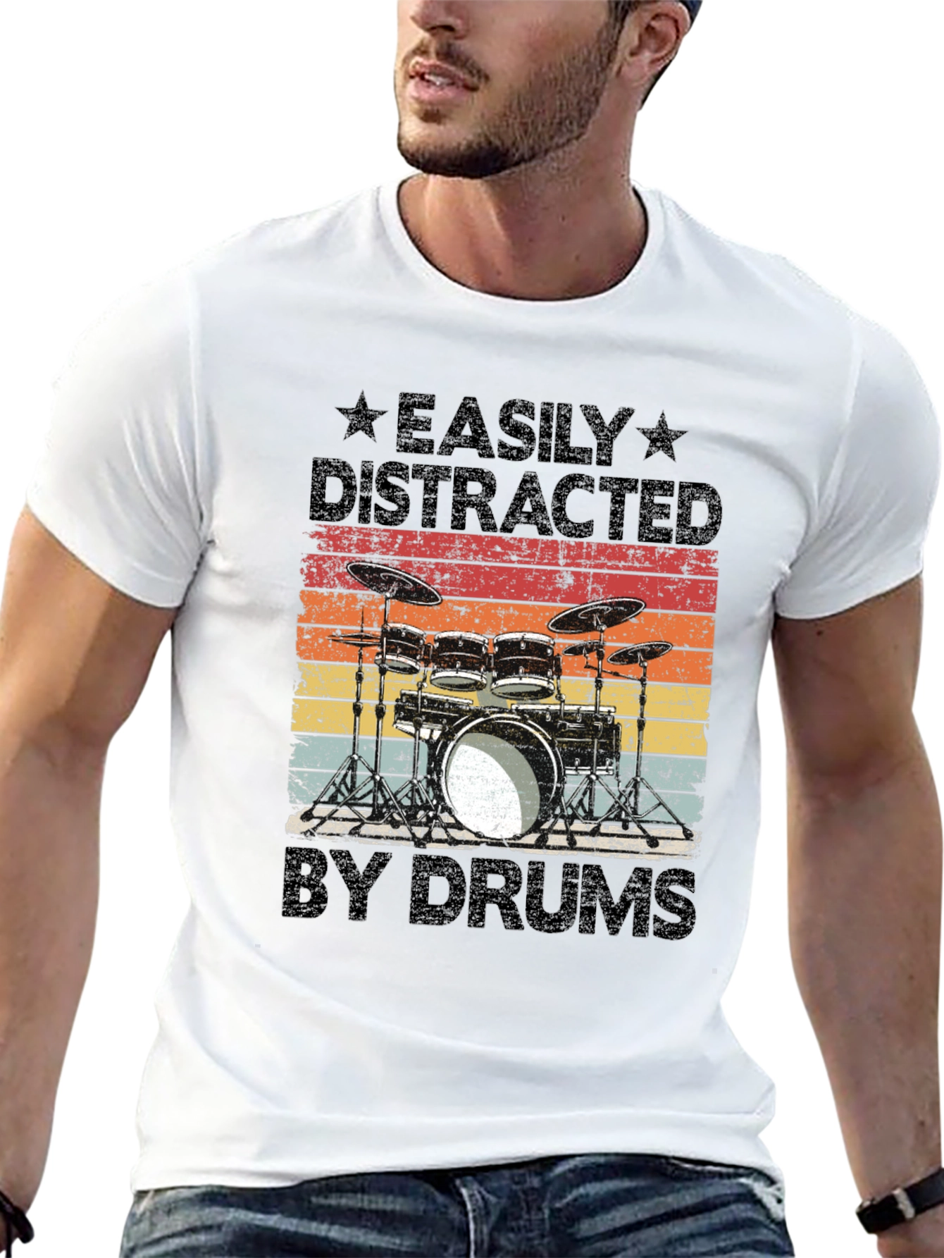 Easily Distracted by Drums T-Shirt - Musician Gift