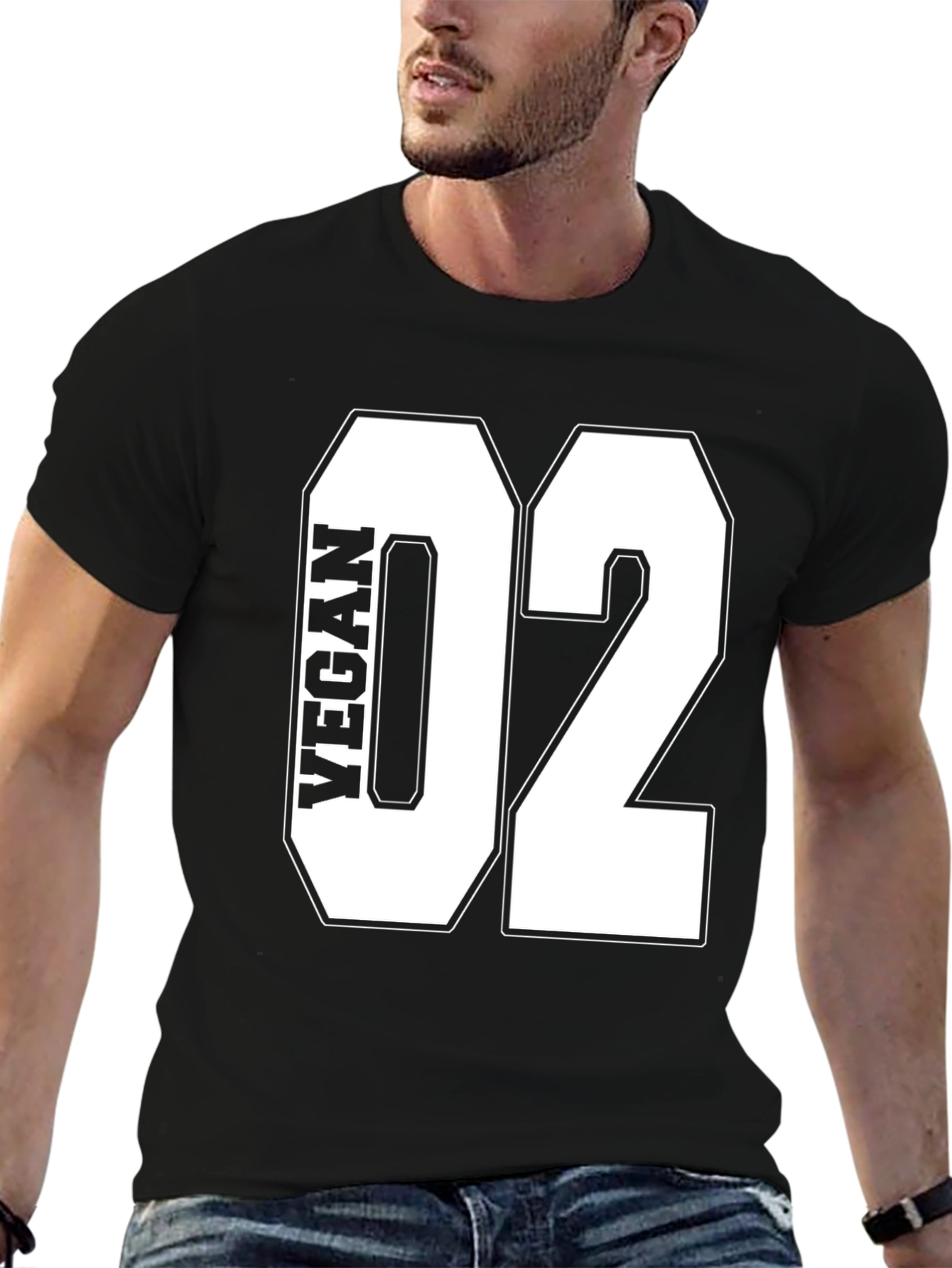 Vegan 02 T-Shirt - Black Cotton Tee