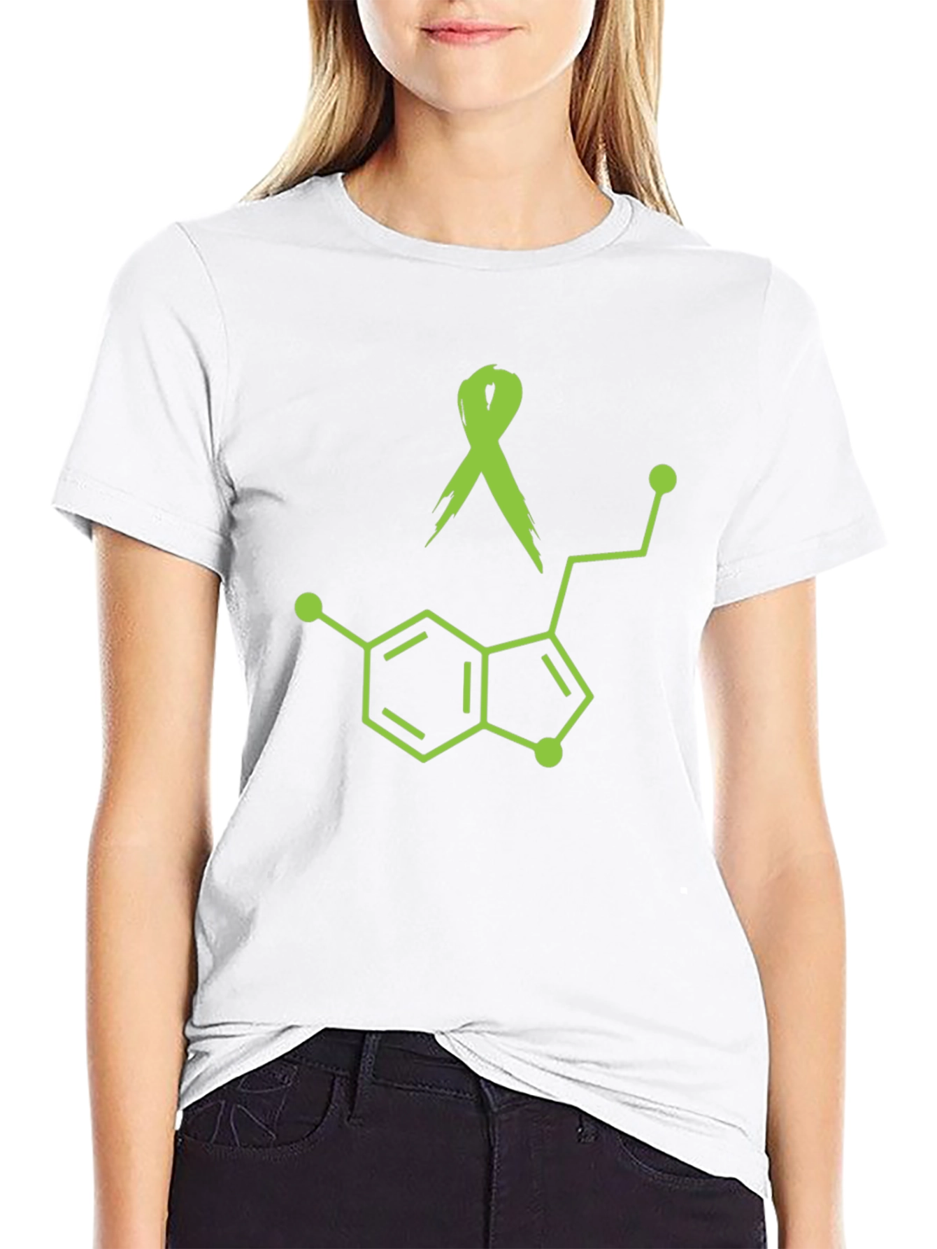Awareness Ribbon Serotonin Molecule Graphic Tee