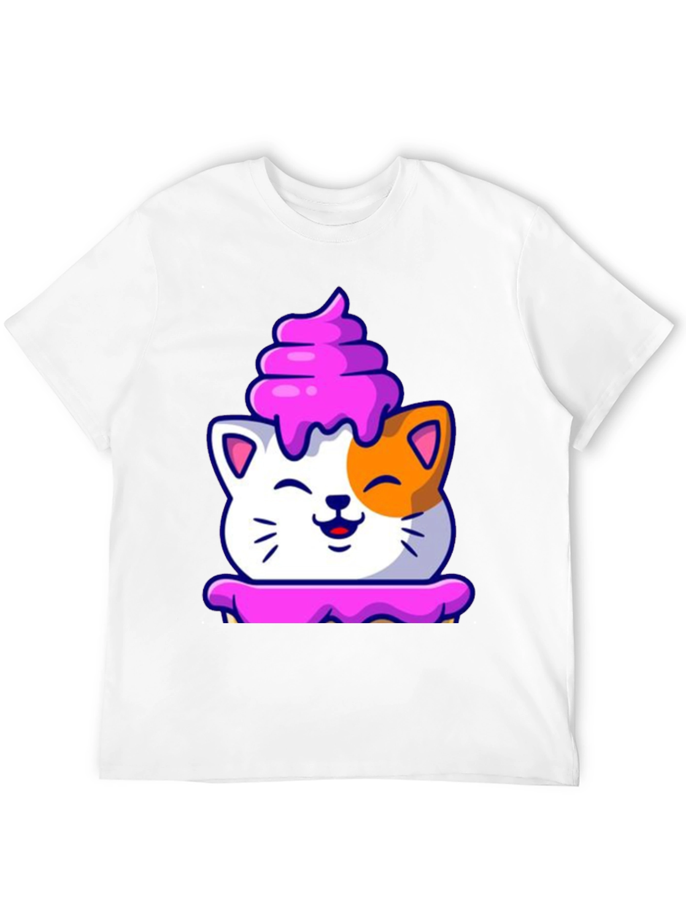 Cute Cat Cupcake Graphic Tee - Black